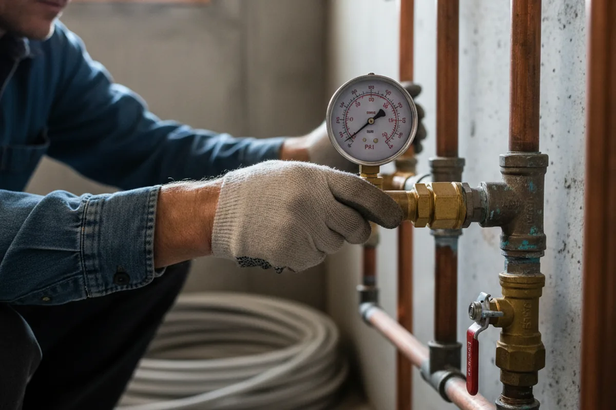 Pressure testing a repaired line during Water Line Repair in Monmouth Beach